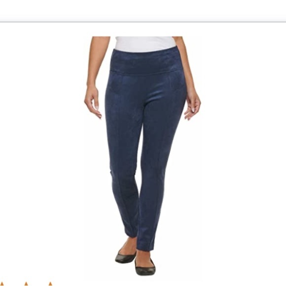 Andrew Marc Blue suede Skinny Pants LARGE - Picture 1 of 11
